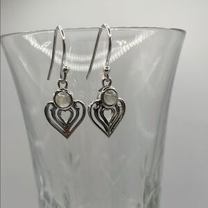 Elegant Sterling Silver Heart Dangle Earrings